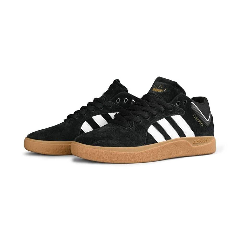 Adidas Tyshawn Skate Shoes - Core Black/White/Gold Metallic