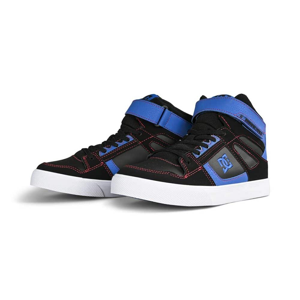 DC Pure High-Top EV (Youth) Skate Shoes - Black/Blue/Red