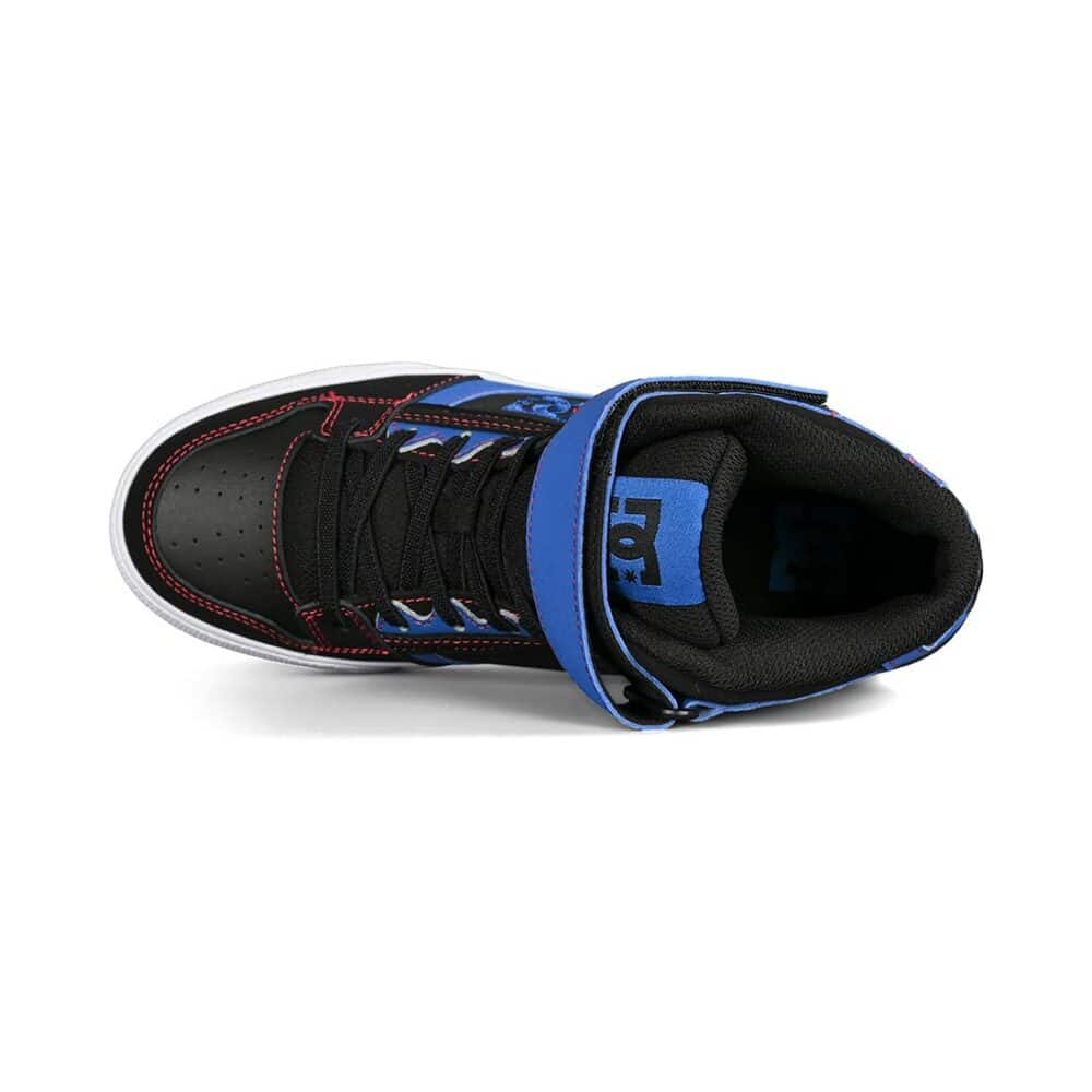 DC Pure High-Top EV (Youth) Skate Shoes - Black/Blue/Red