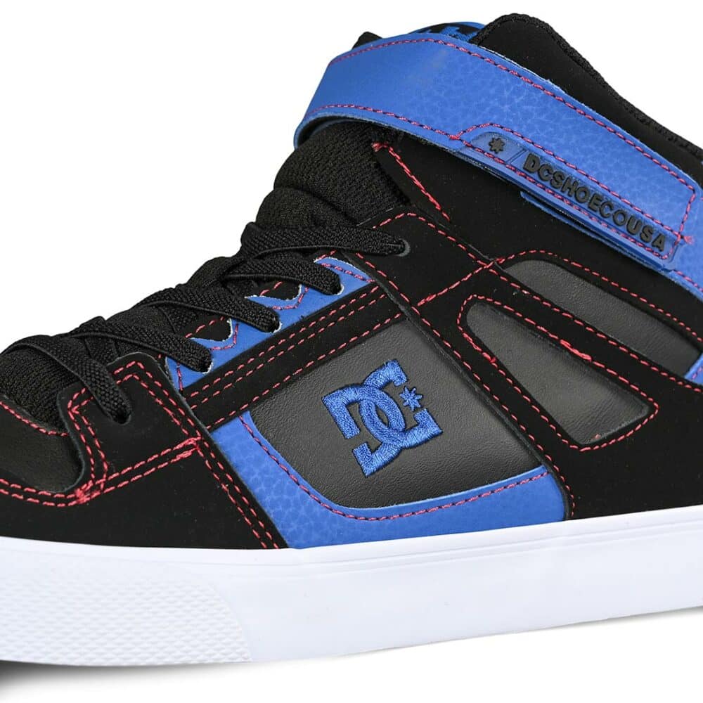 DC Pure High-Top EV (Youth) Skate Shoes - Black/Blue/Red