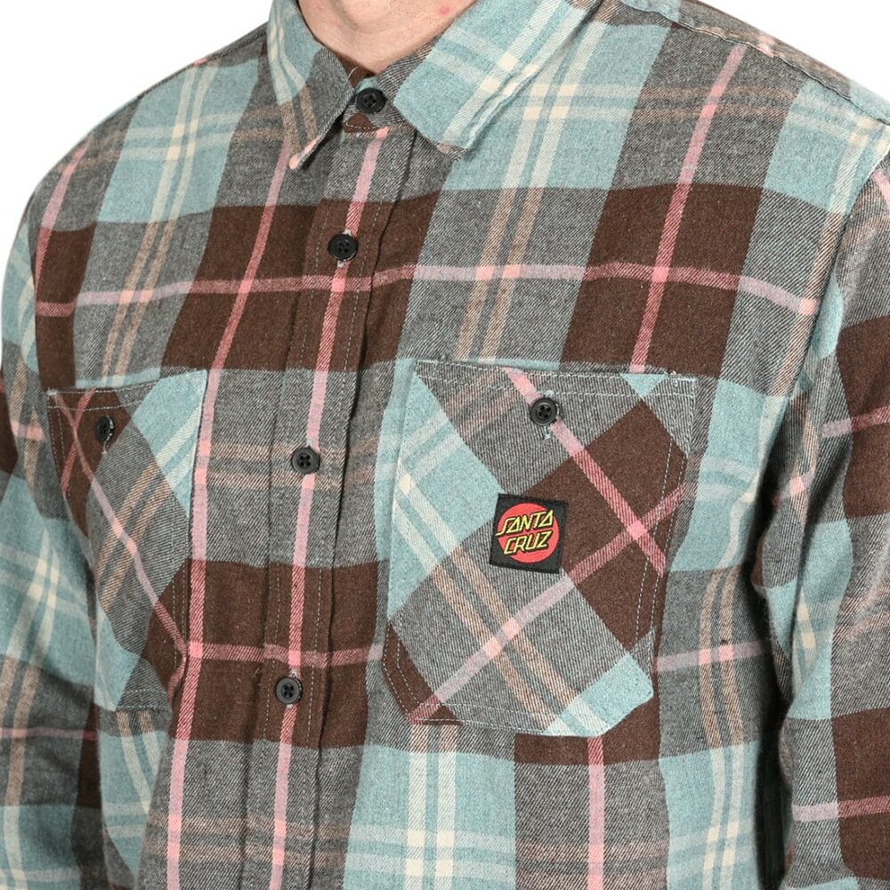 Santa Cruz Apex L/S Shirt - Light Blue Check