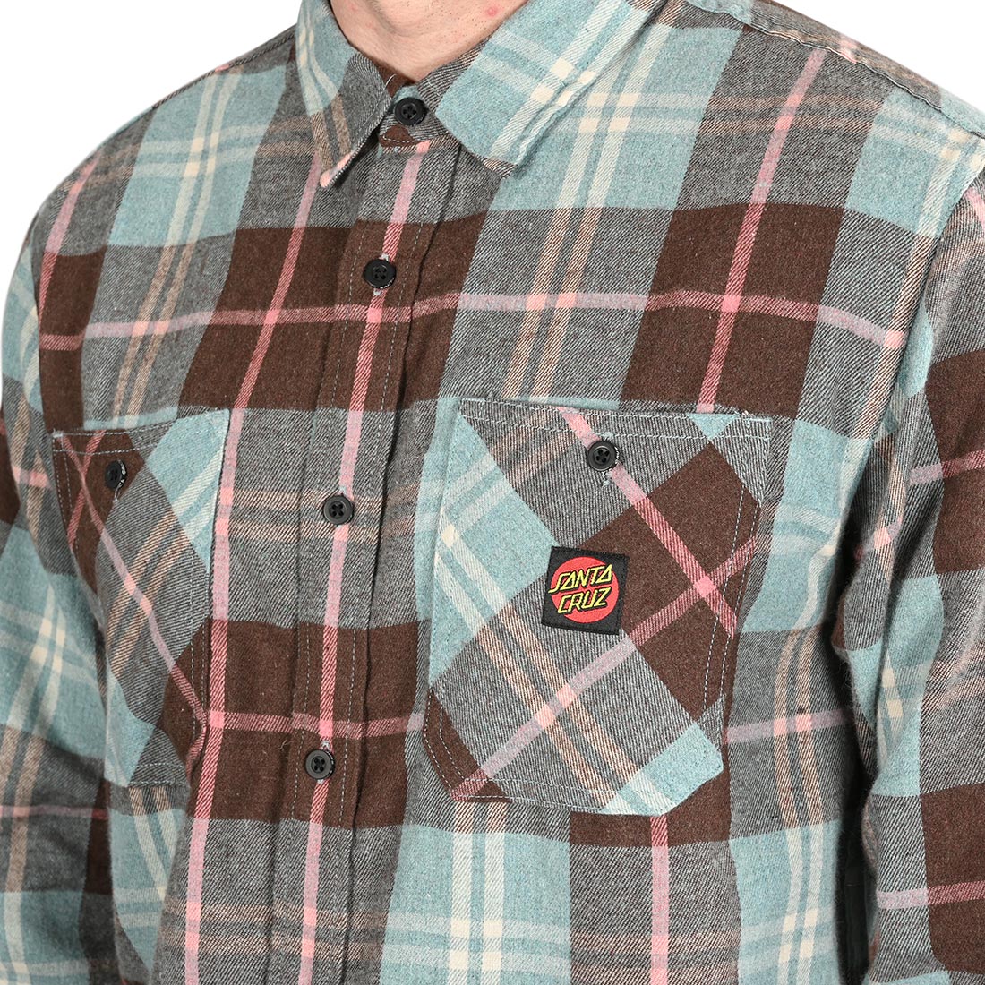 Santa Cruz Apex L/S Shirt - Light Blue Check - Supereight