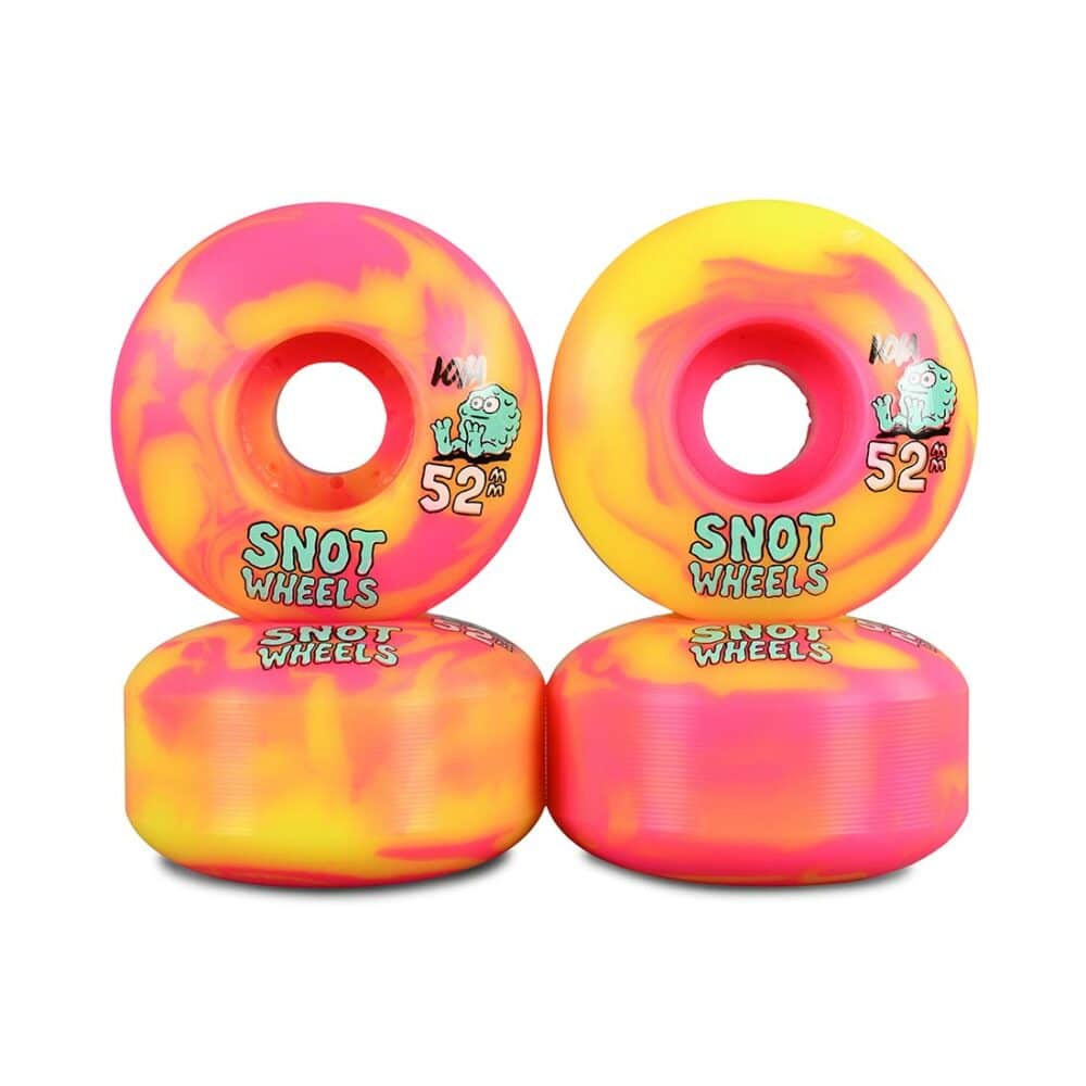 Snot Wheels Swirls 101a 52mm Skateboard Wheels – Pink/Yellow