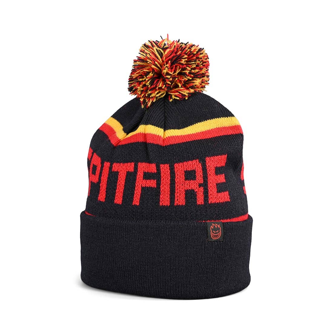 Spitfire Classic 87' Pom Cuff Beanie Hat - Navy/Gold/Red