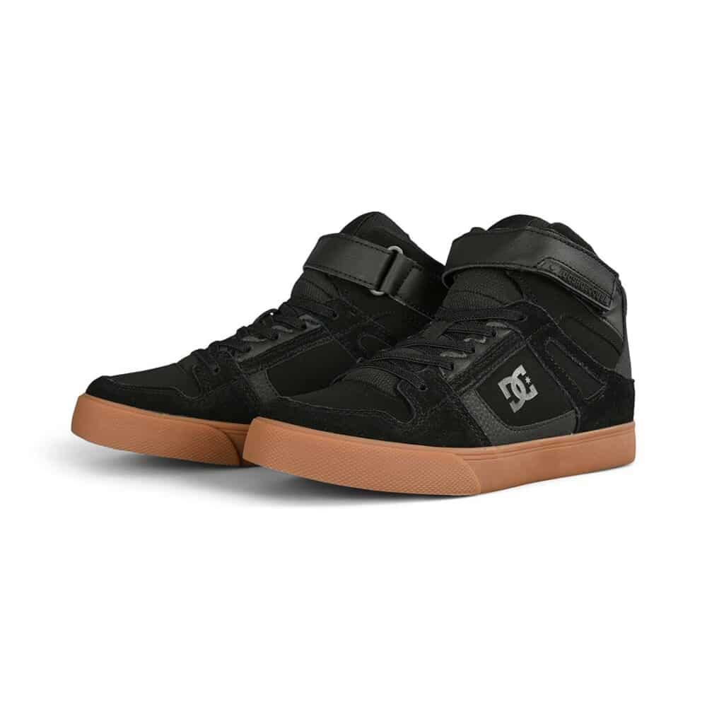 DC Pure High Top EV (Youth) Skate Shoes - Black/Gum