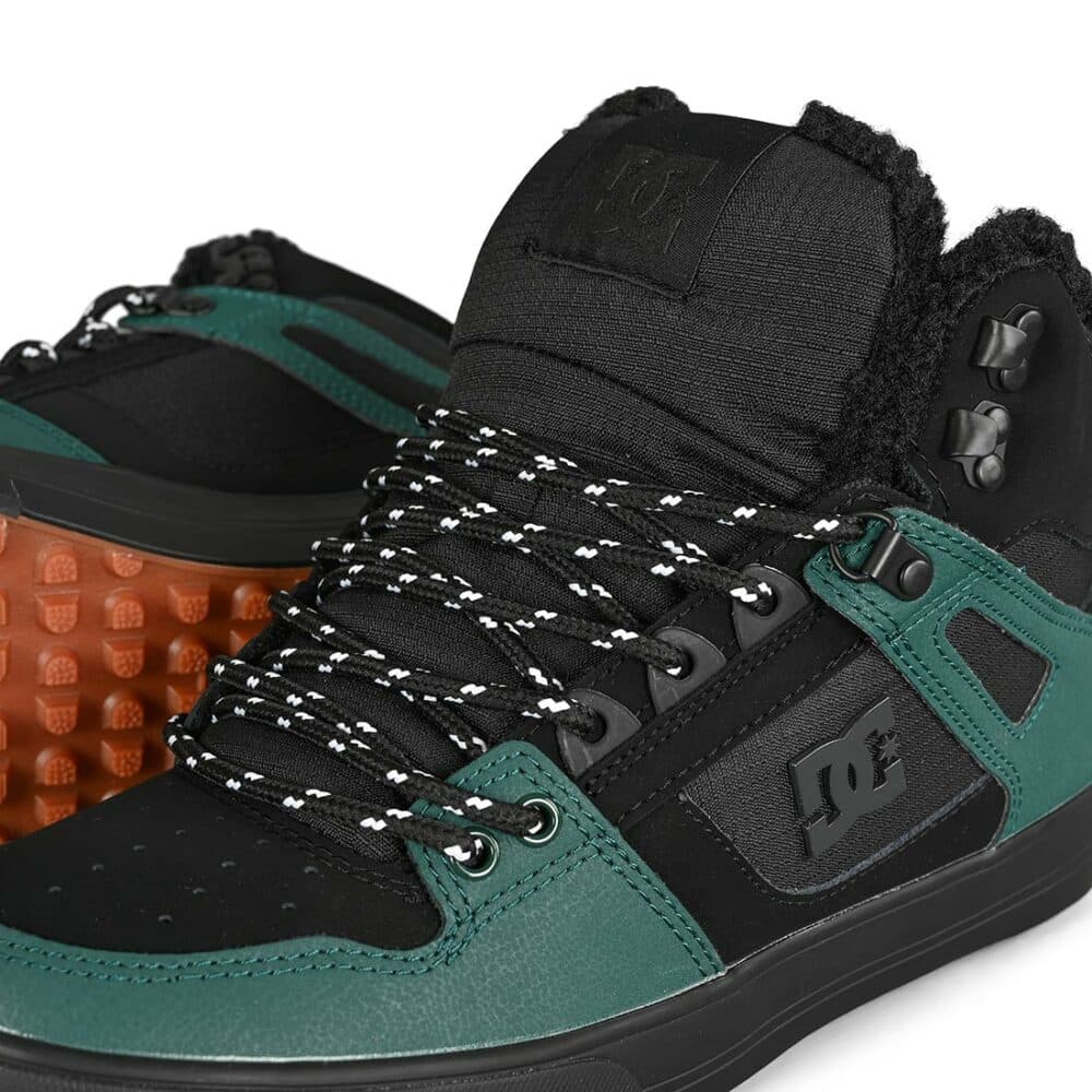 DC Pure High Top WC WNT Winterised Skate Shoes - Black/Black/Green