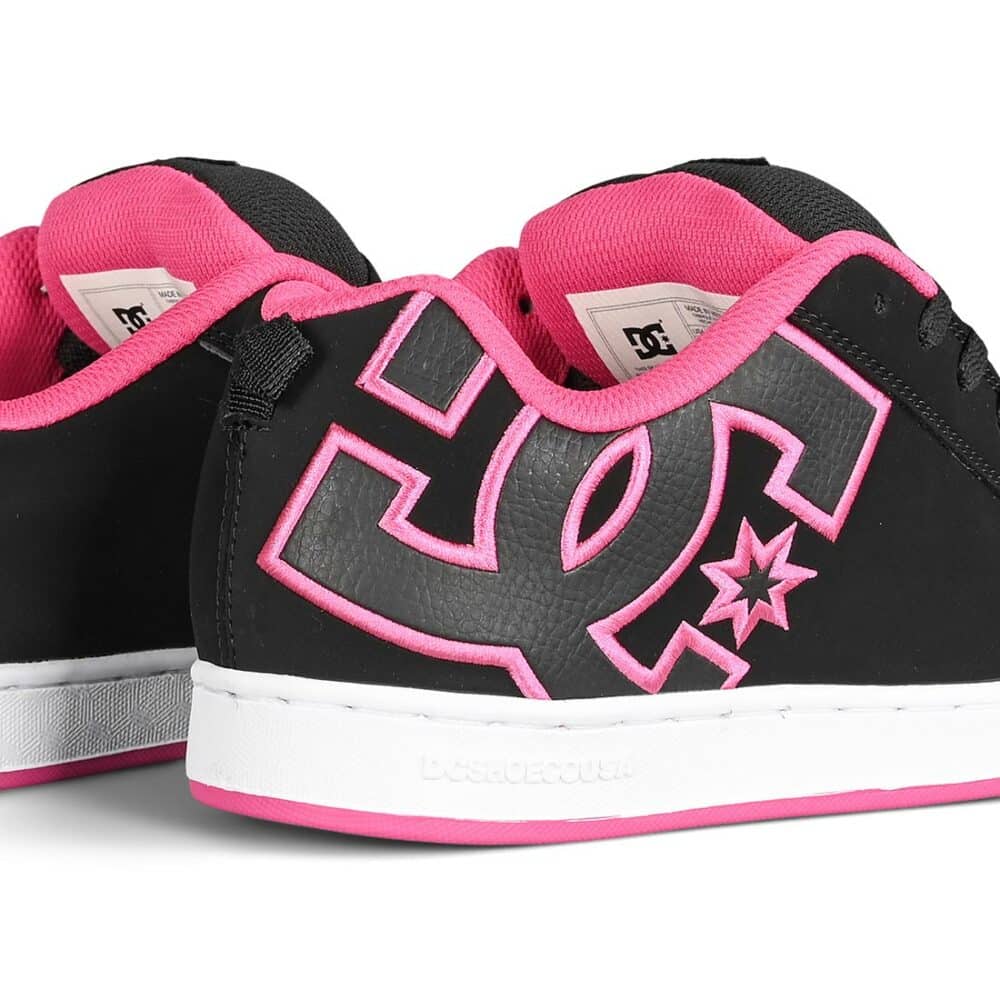 DC Women's Court Graffik Skate Shoes - Black/Pink Stencil