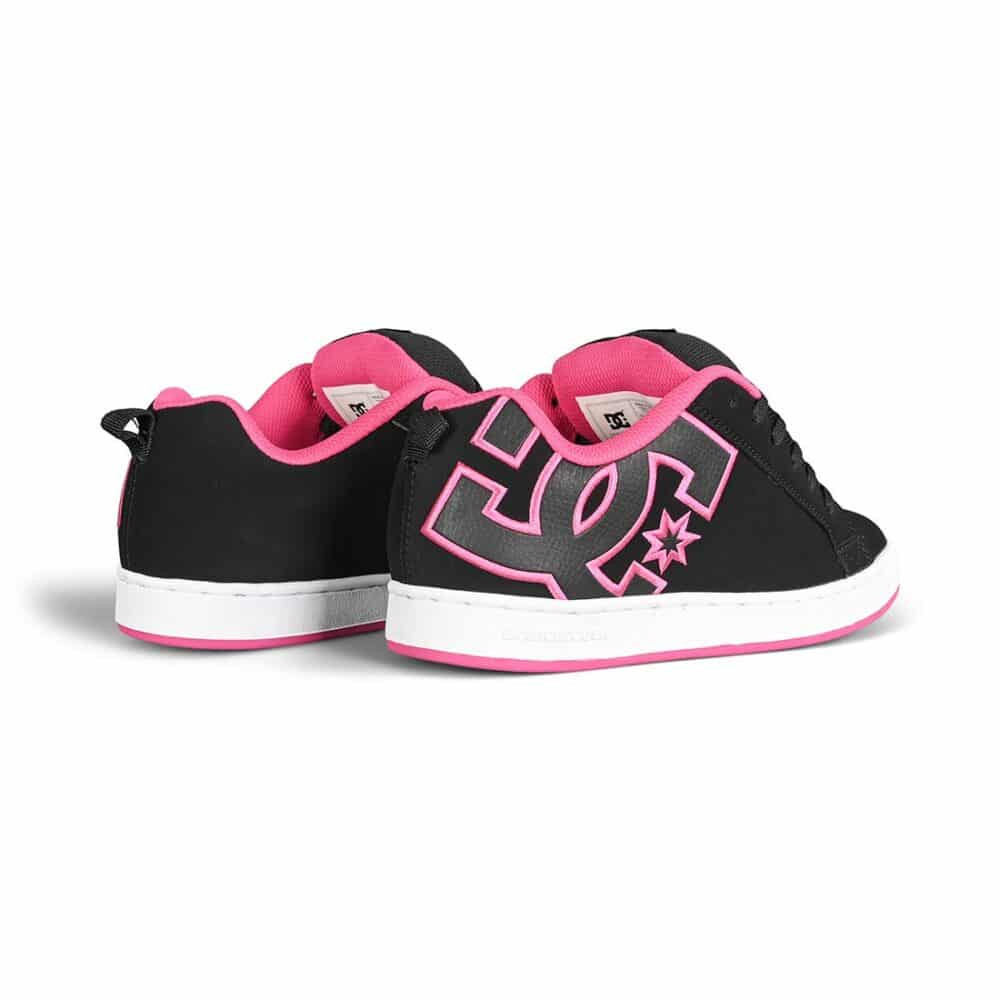 DC Women's Court Graffik Skate Shoes - Black/Pink Stencil