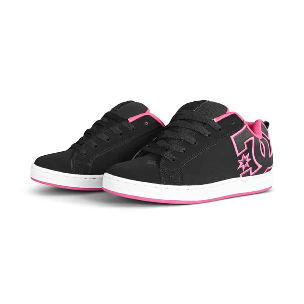 DC Women's Court Graffik Skate Shoes - Black/Pink Stencil