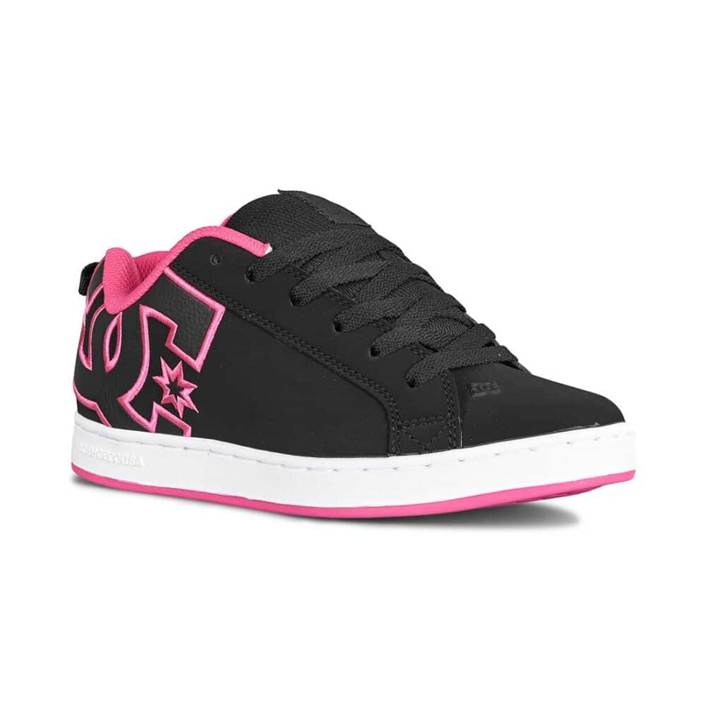 DC Women's Court Graffik Skate Shoes - Black/Pink Stencil