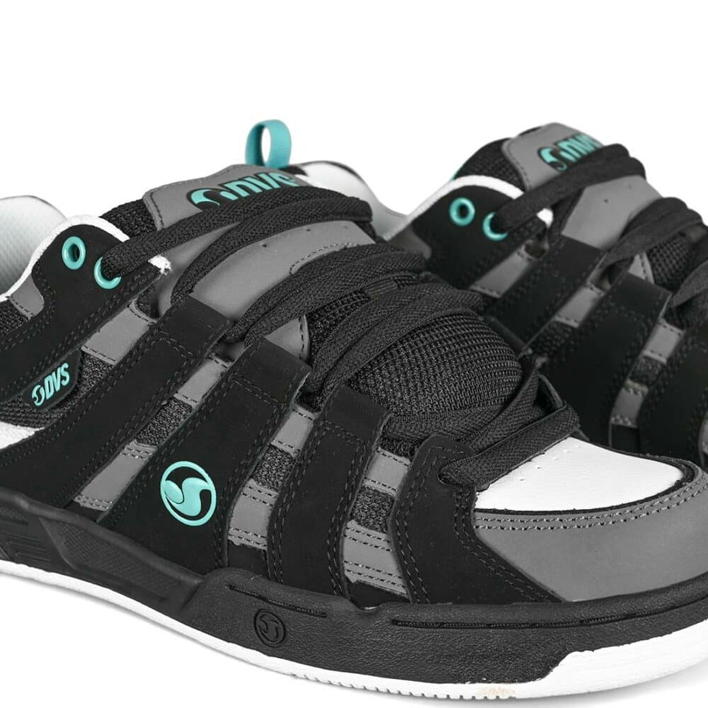 DVS Primo Skate Shoes - Black-Charcoal-Turquoise