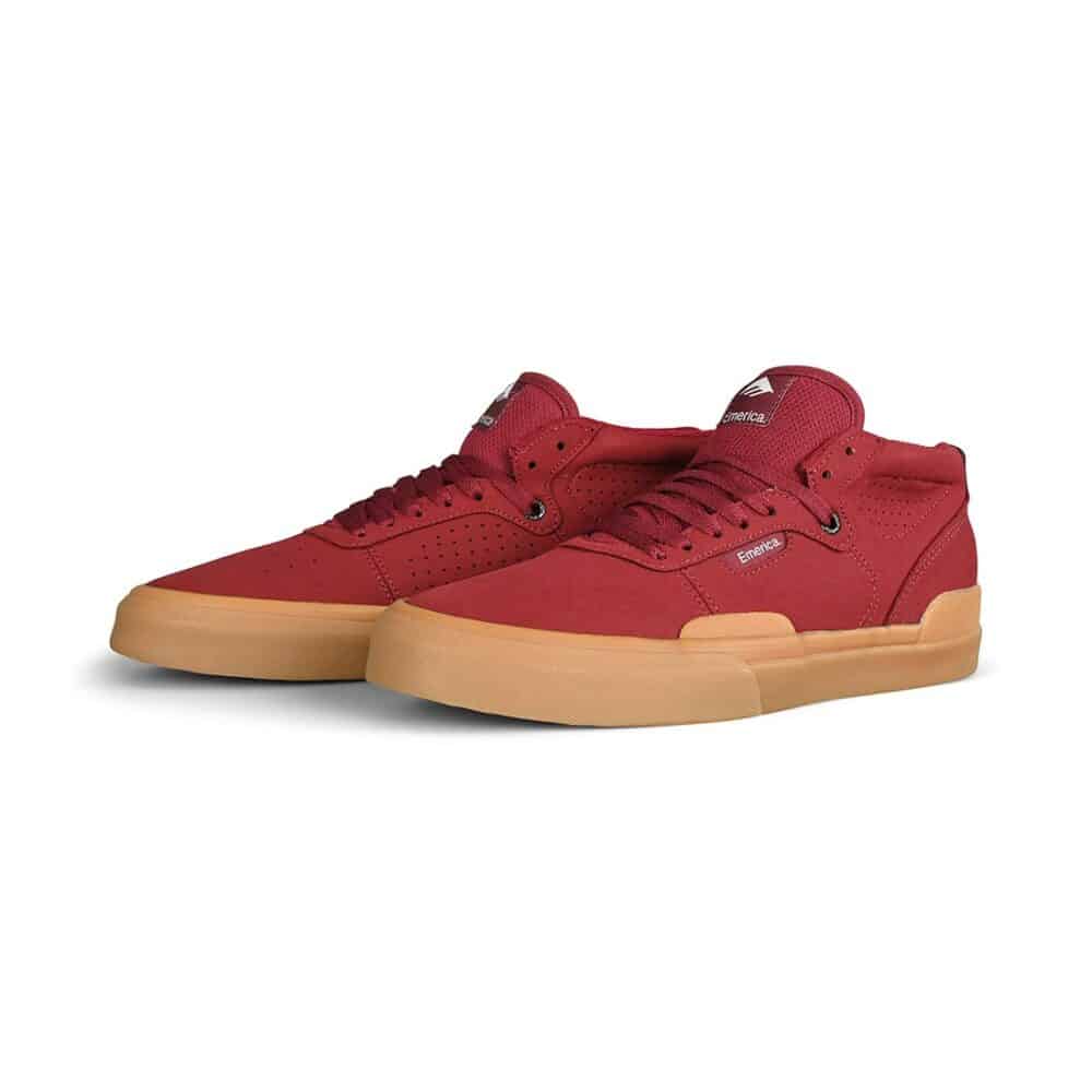 Emerica Pillar Mid-Top Skate Shoes - Burgundy