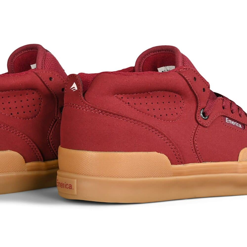 Emerica Pillar Mid-Top Skate Shoes - Burgundy