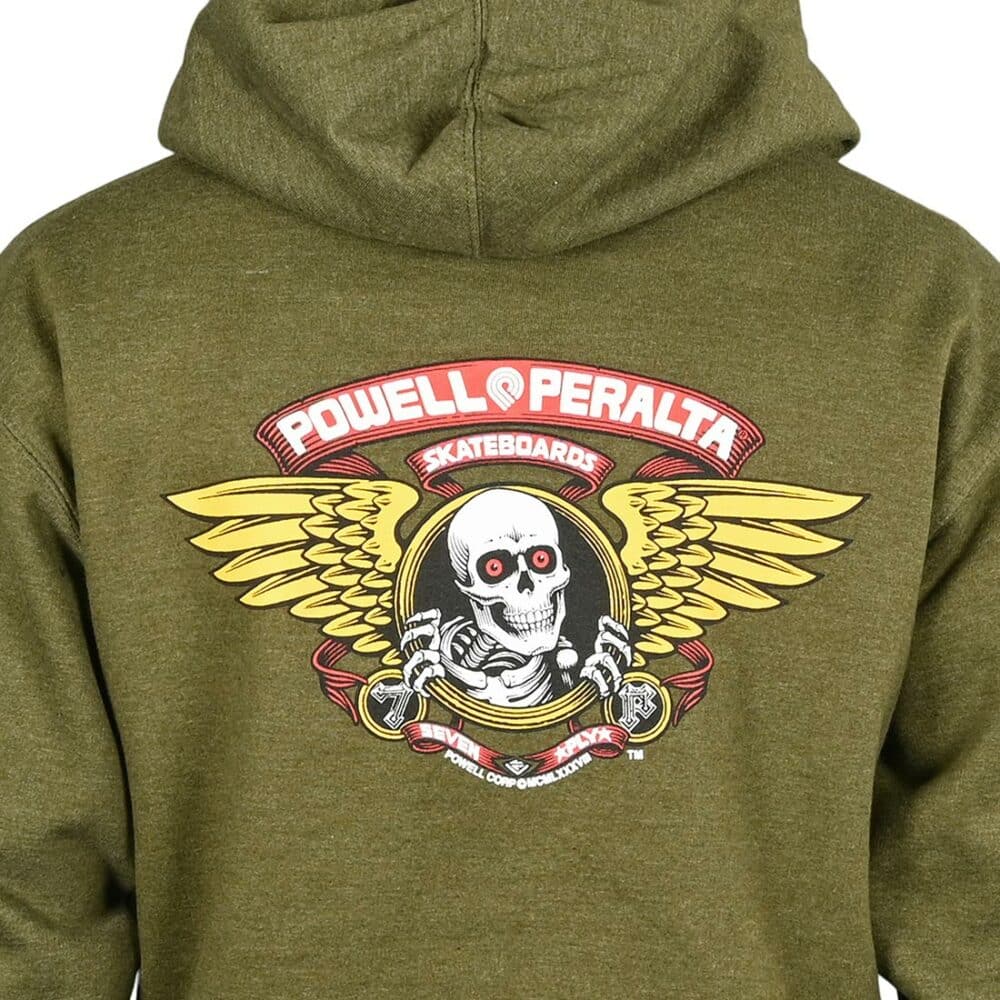 Powell Peralta Winged Ripper Pullover Hoodie - Green Heather