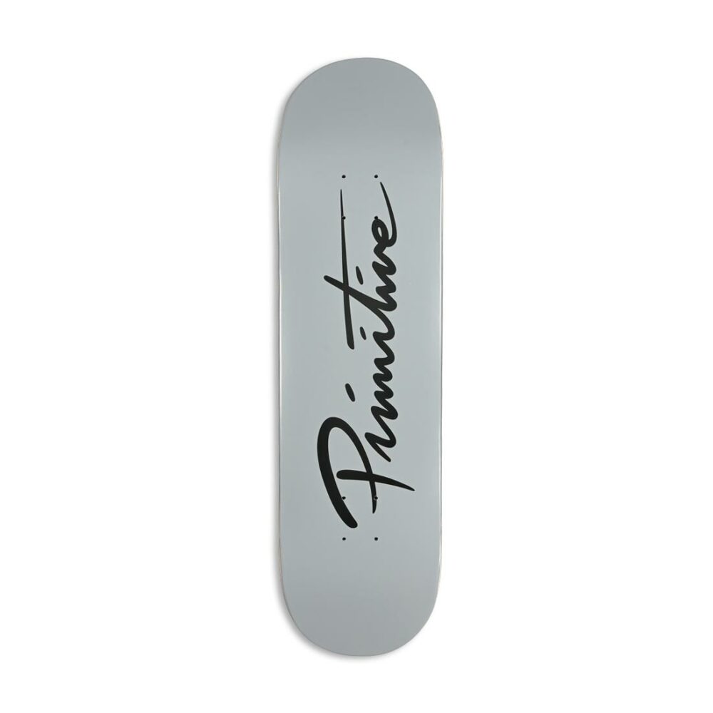 Primitive Nuevo Script Core 8.38" Skateboard Deck - Grey