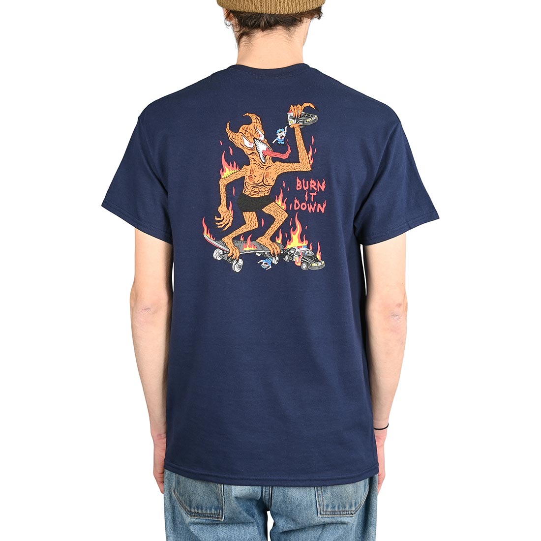 Thrasher Burn It Down S/S T-Shirt - Navy - Supereight