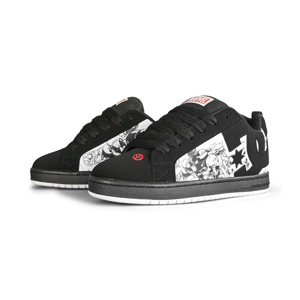 DC x Deadpool Court Graffik Skate Shoes - Black/White/Red