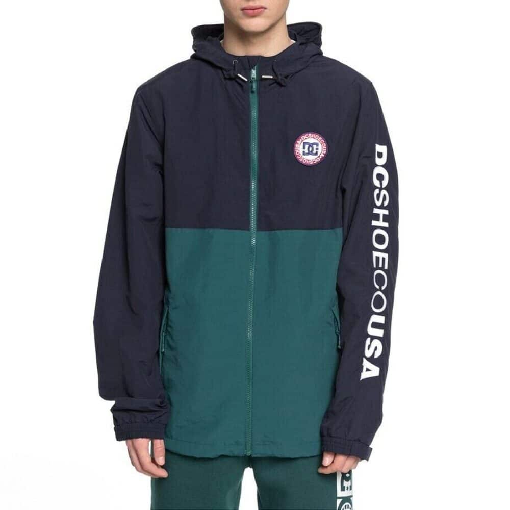 DC Bar Way Block Windbreaker Jacket - Green/Navy