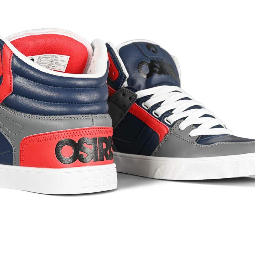 Osiris Clone High Top Shoes - Navy-Red-Grey