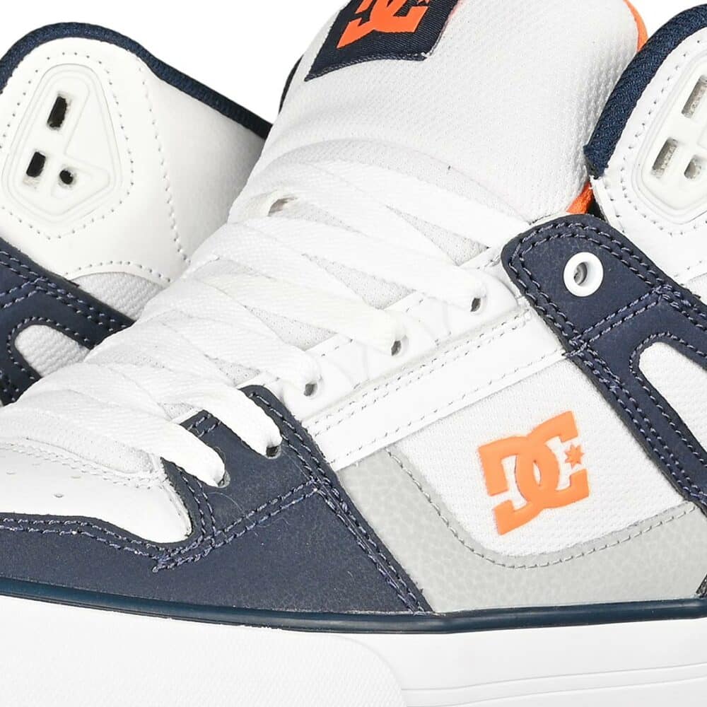 DC Pure High Top WC Skate Shoes - White/Grey/Orange