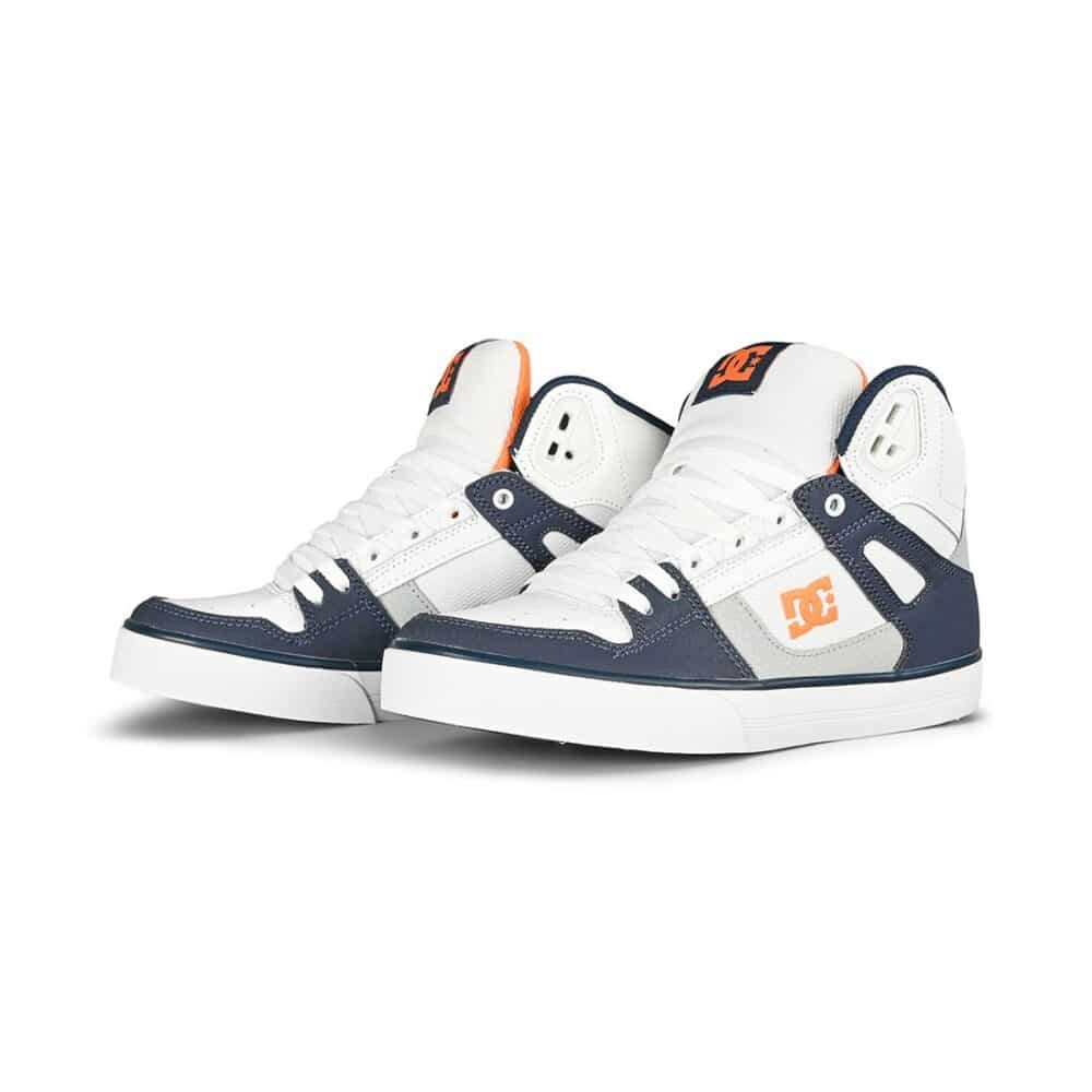 DC Pure High Top WC Skate Shoes - White/Grey/Orange
