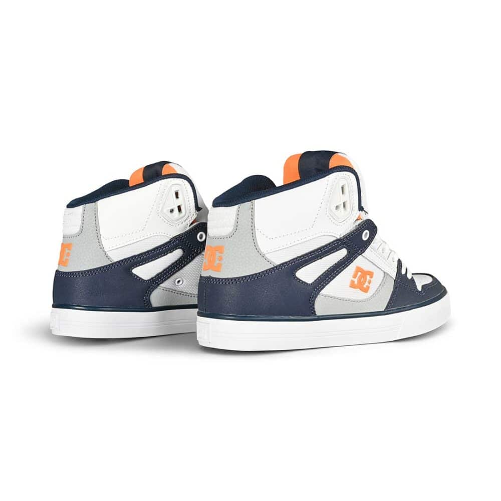 DC Pure High Top WC Skate Shoes - White/Grey/Orange
