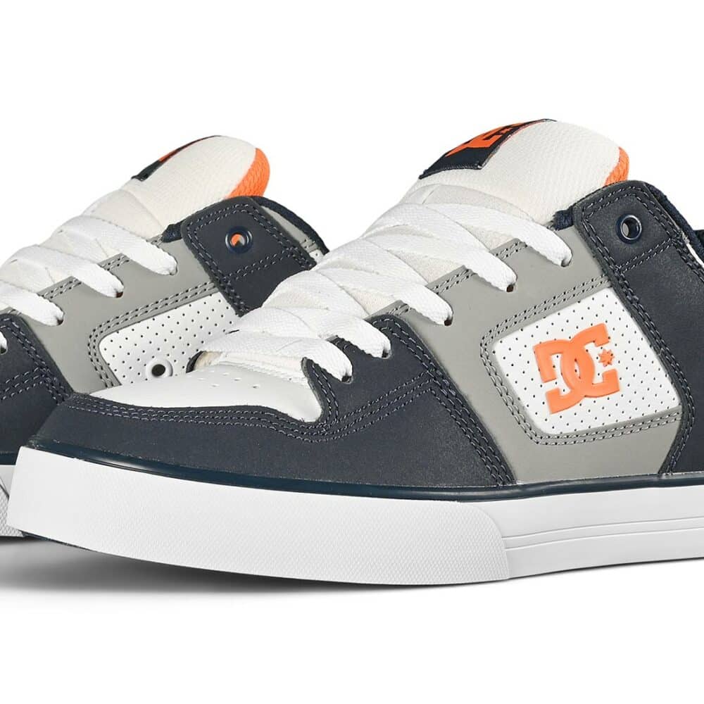 DC Pure Skate Shoes - White/Grey/Blue