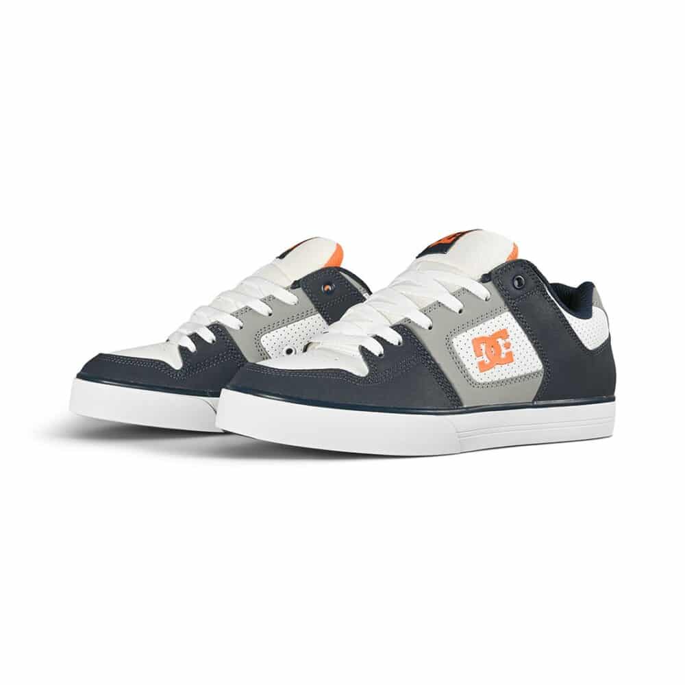 DC Pure Skate Shoes - White/Grey/Blue