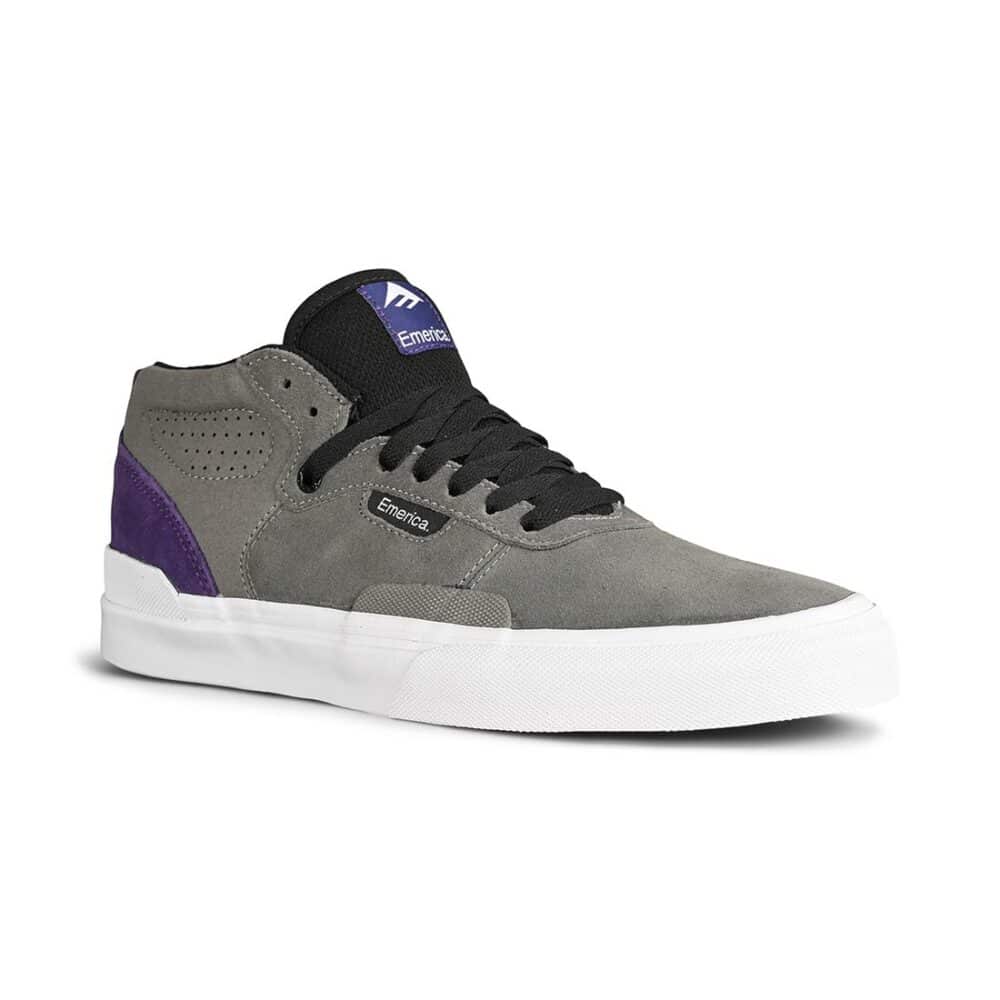 Emerica Pillar Mid-Top Skate Shoes - Grey/Purple Suede