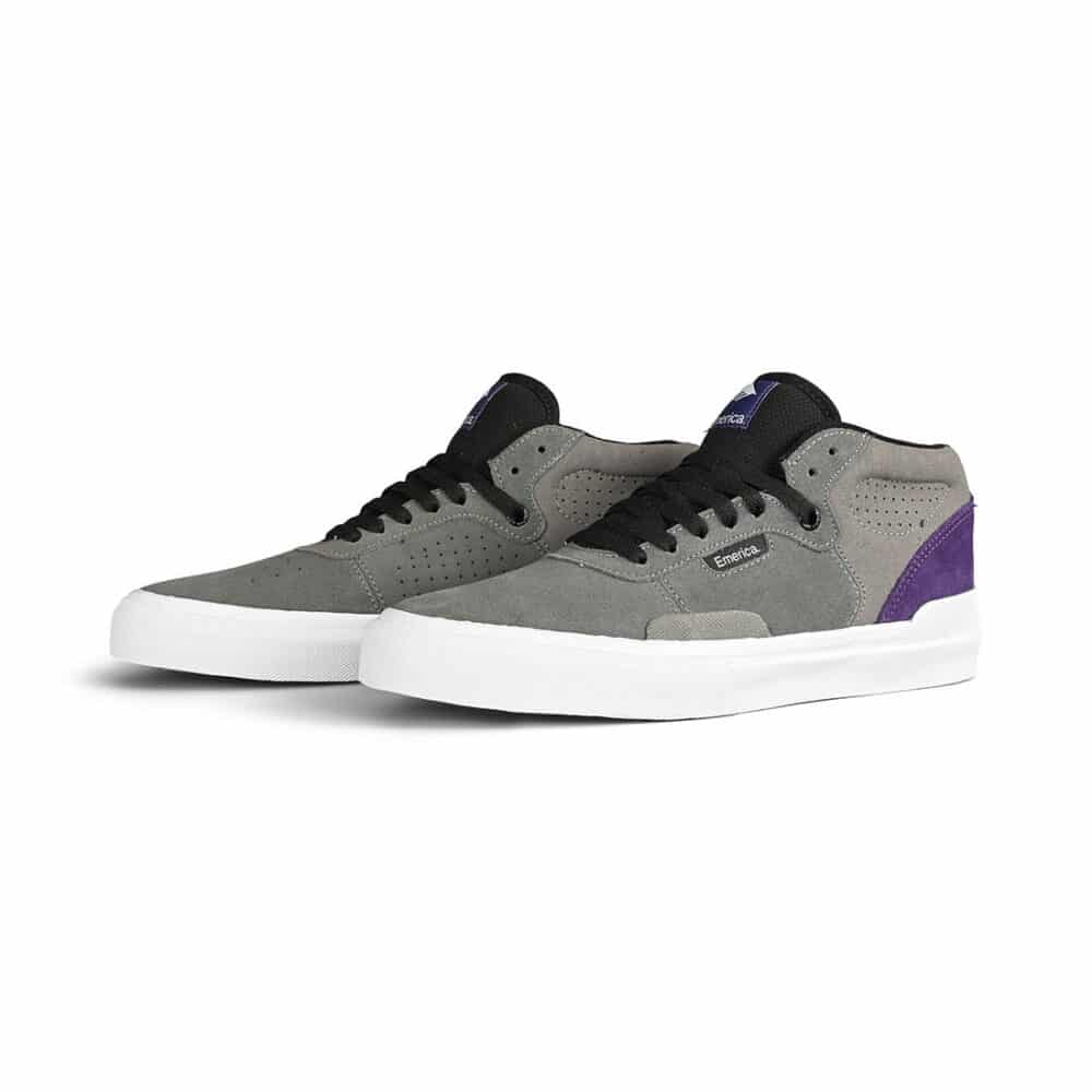 Emerica Pillar Mid-Top Skate Shoes - Grey/Purple Suede