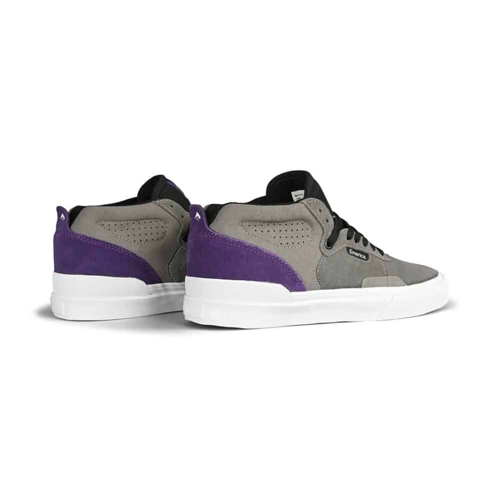 Emerica Pillar Mid-Top Skate Shoes - Grey/Purple Suede