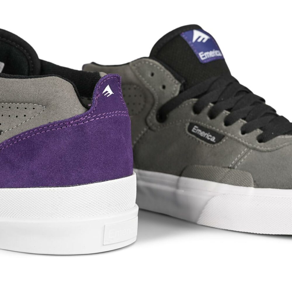 Emerica Pillar Mid-Top Skate Shoes - Grey/Purple Suede