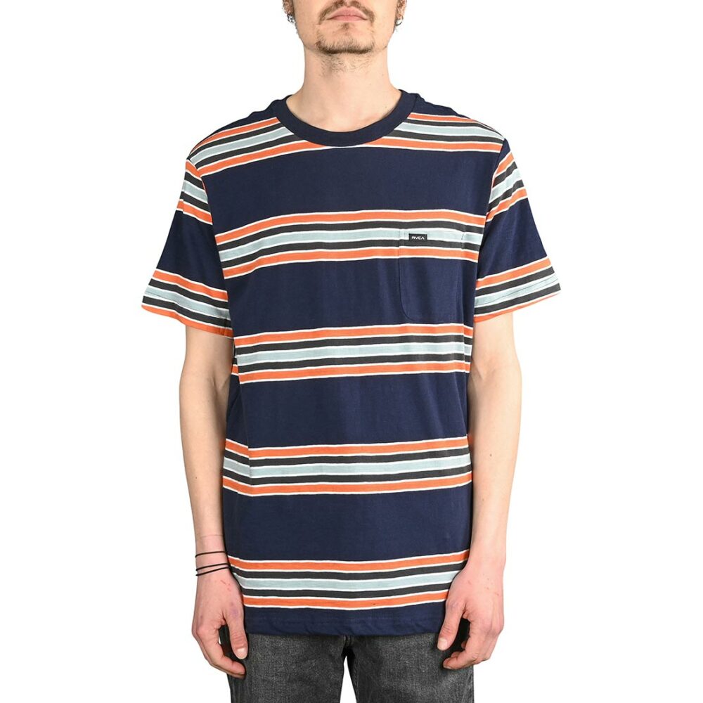 RVCA Somedays Stripe S/S T-Shirt - Navy Marine