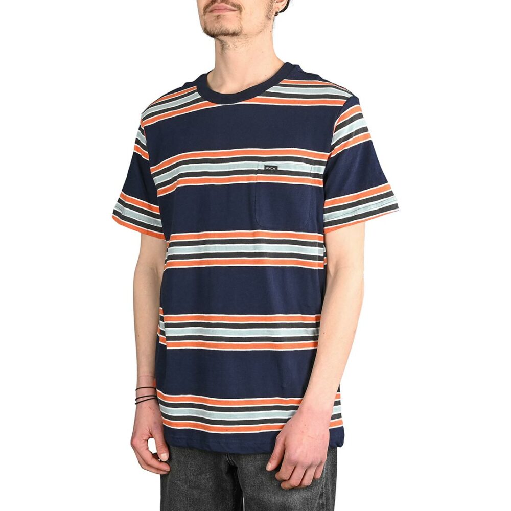 RVCA Somedays Stripe S/S T-Shirt - Navy Marine