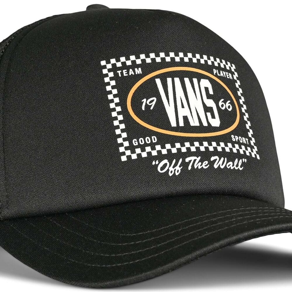 Vans Checkers Curved Trucker Hat - Black