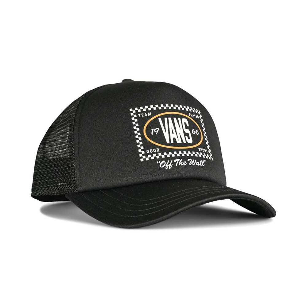 Vans Checkers Curved Trucker Hat - Black