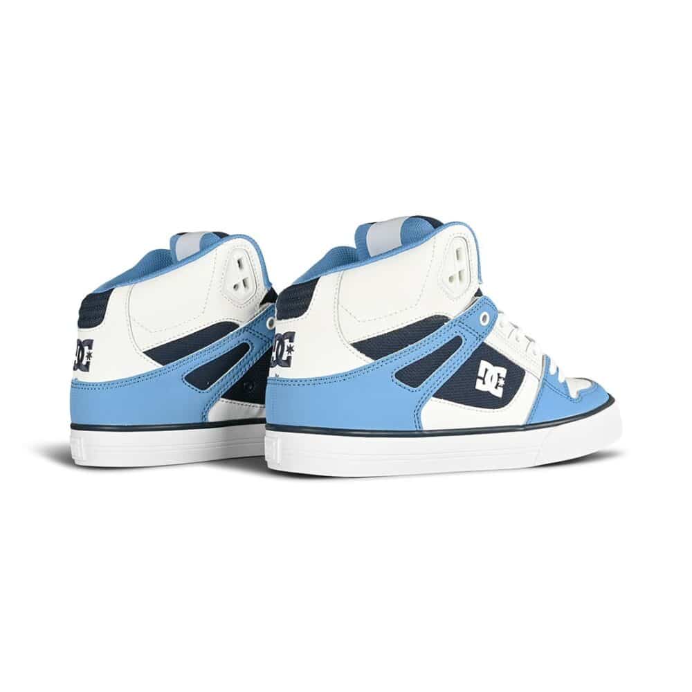 DC Pure High Top WC Skate Shoes - White/Carolina Blue