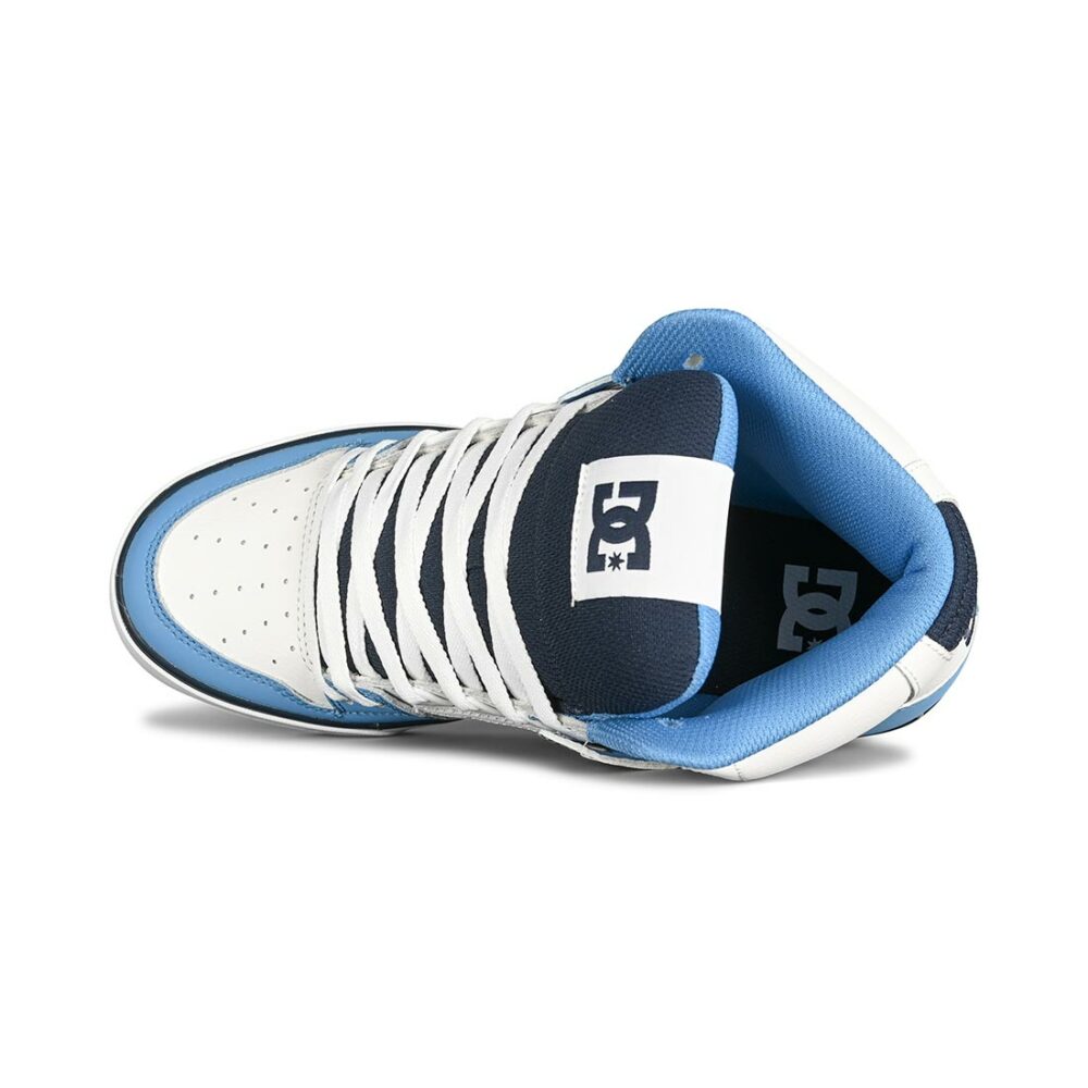 DC Pure High Top WC Skate Shoes - White/Carolina Blue