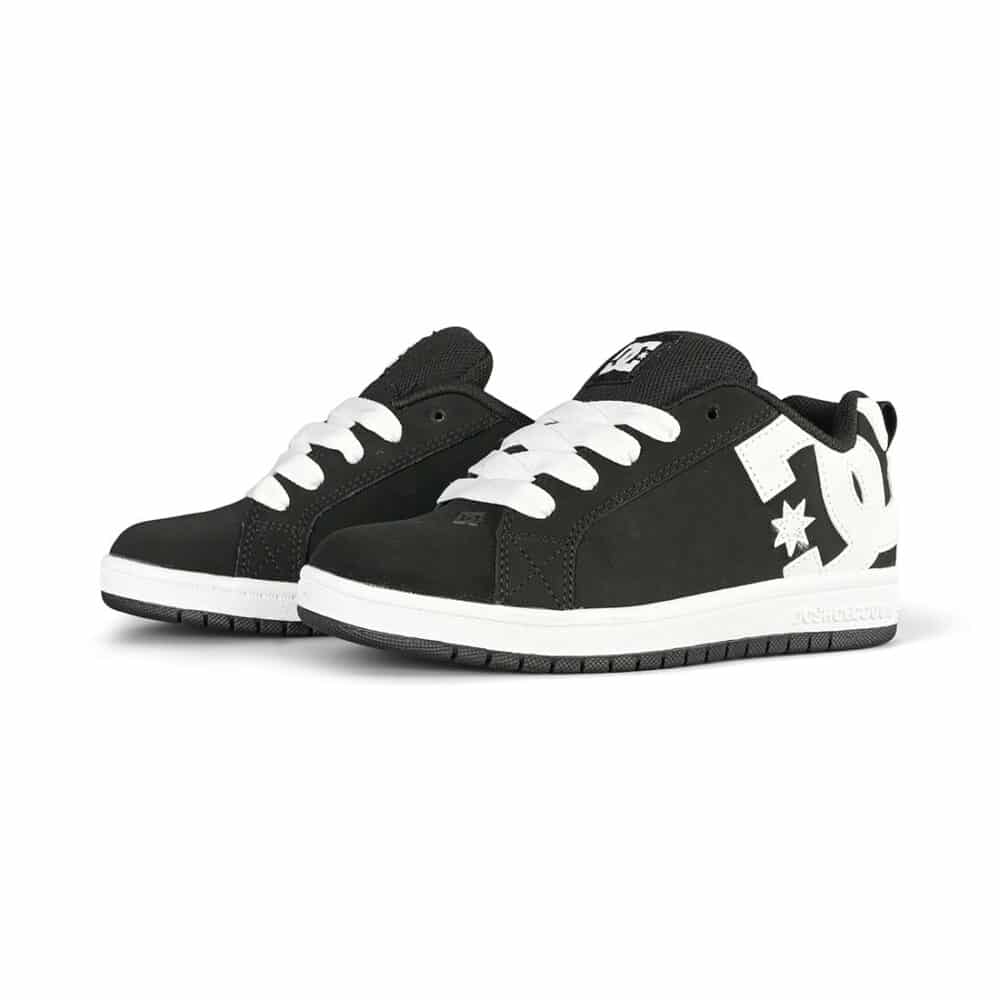 DC Court Graffik (Youth) Skate Shoes - Black/White