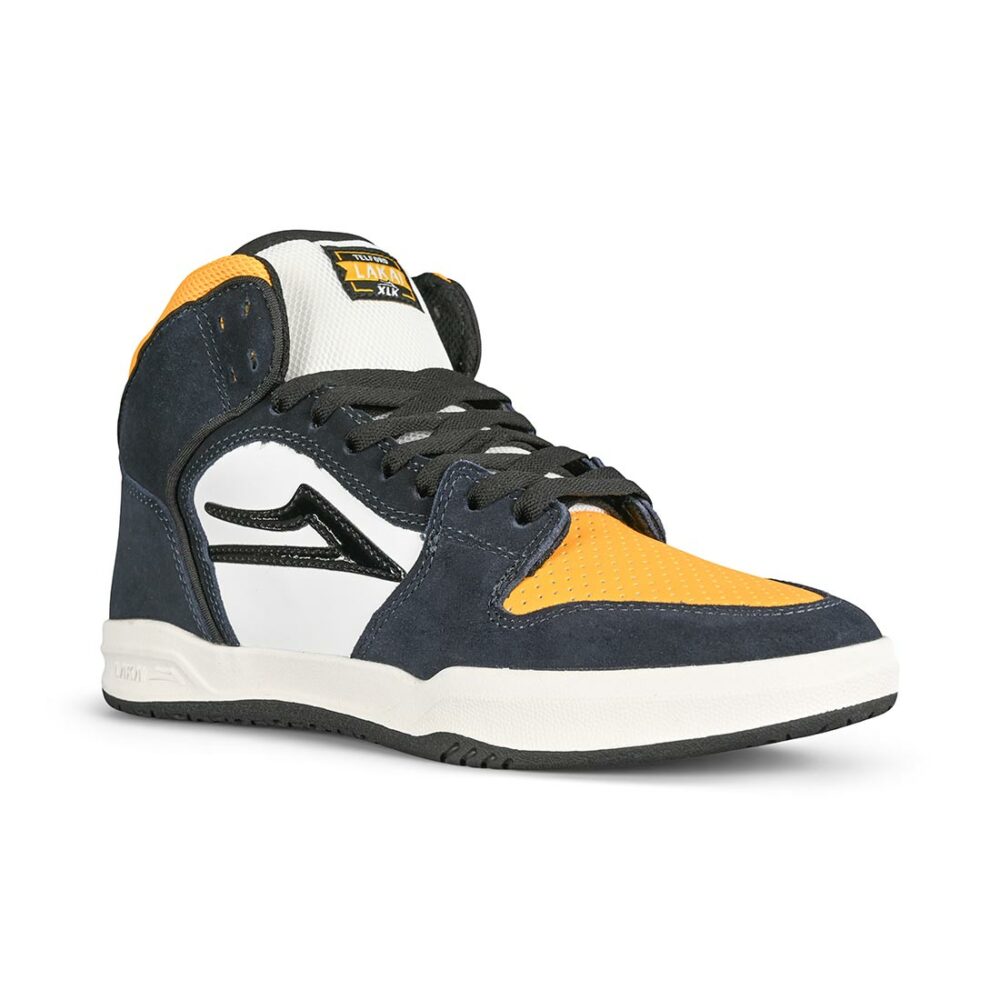 Lakai Telford High Top Skate Shoes - Navy/Yellow