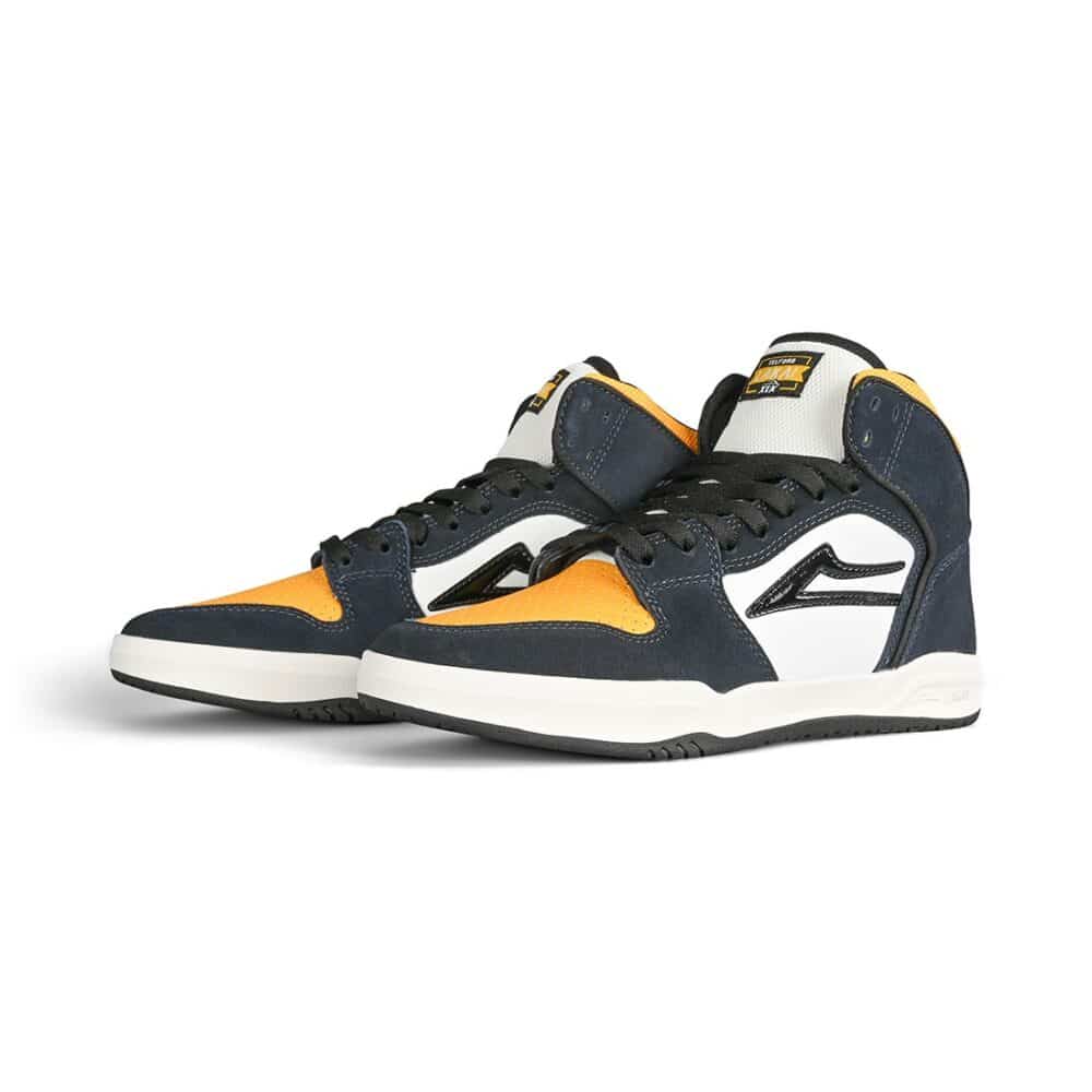 Lakai Telford High Top Skate Shoes - Navy/Yellow