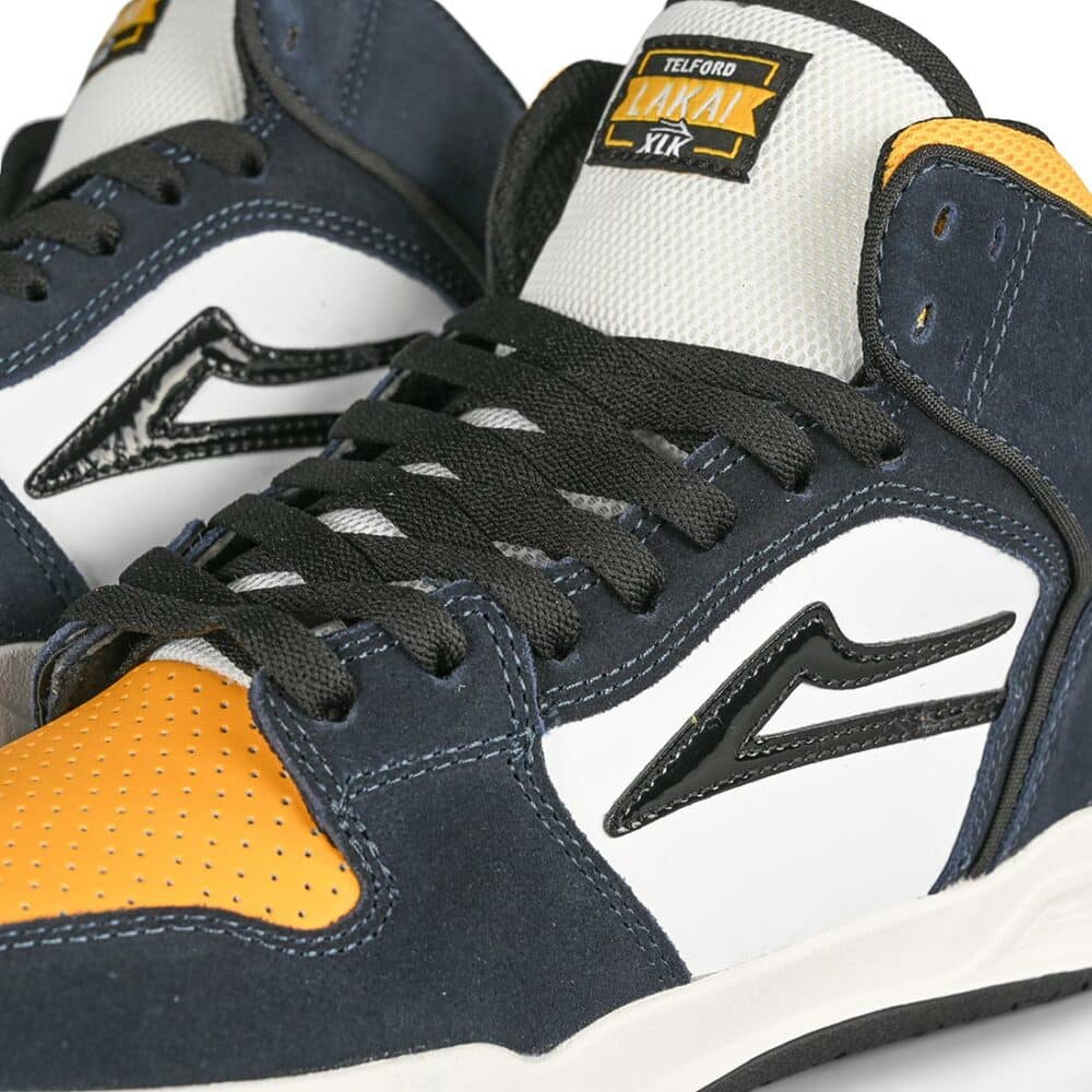 Lakai Telford High Top Skate Shoes - Navy/Yellow