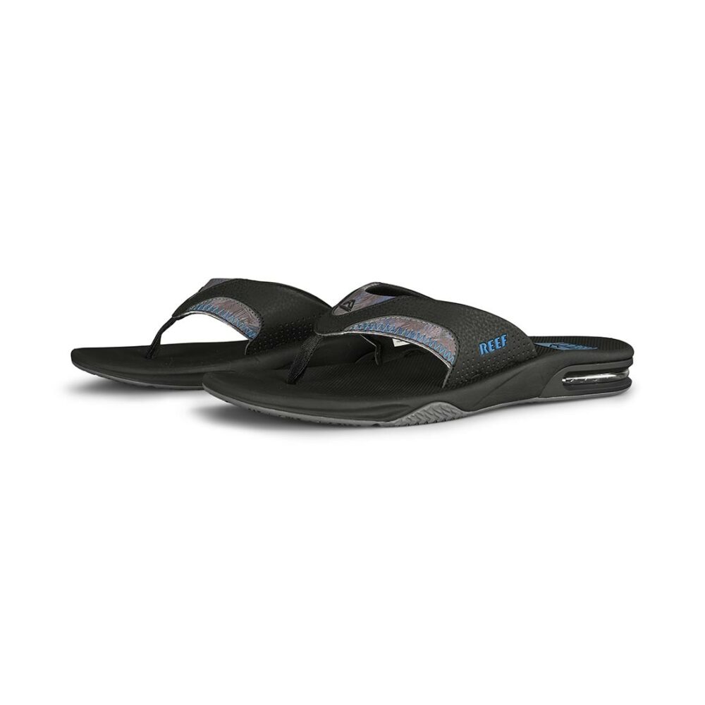 Reef Fanning Sandals - Black/Pool Palm