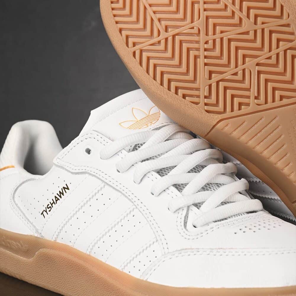 Adidas Tyshawn Low Skate Shoes - White/White/Gum