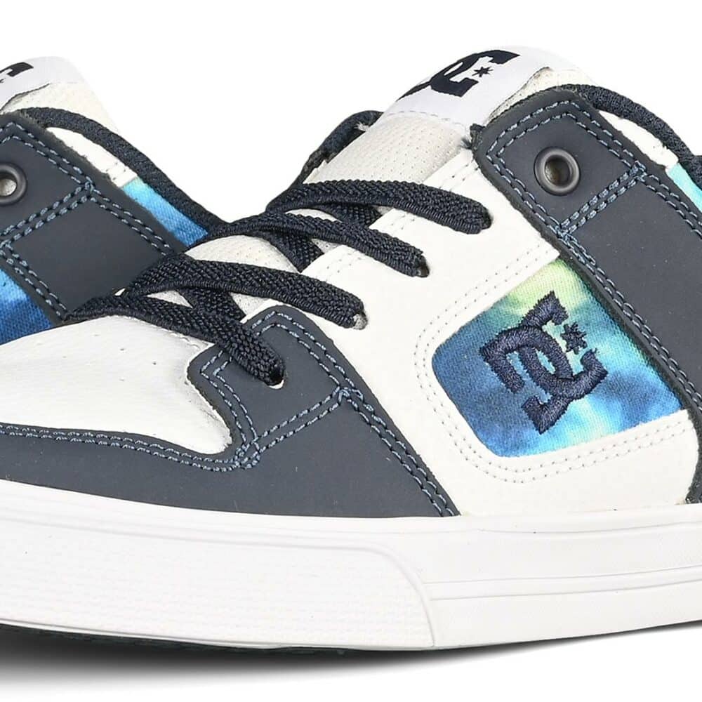 DC Pure Elastic (Youth) Skate Shoes - White/Blue/Green