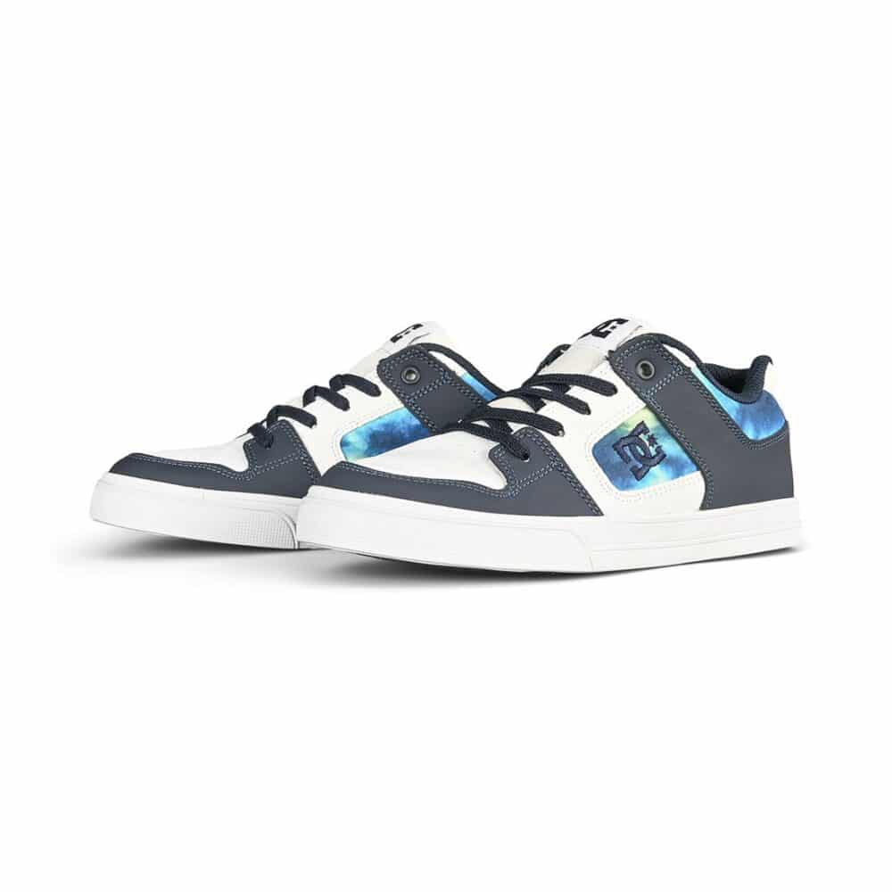 DC Pure Elastic (Youth) Skate Shoes - White/Blue/Green