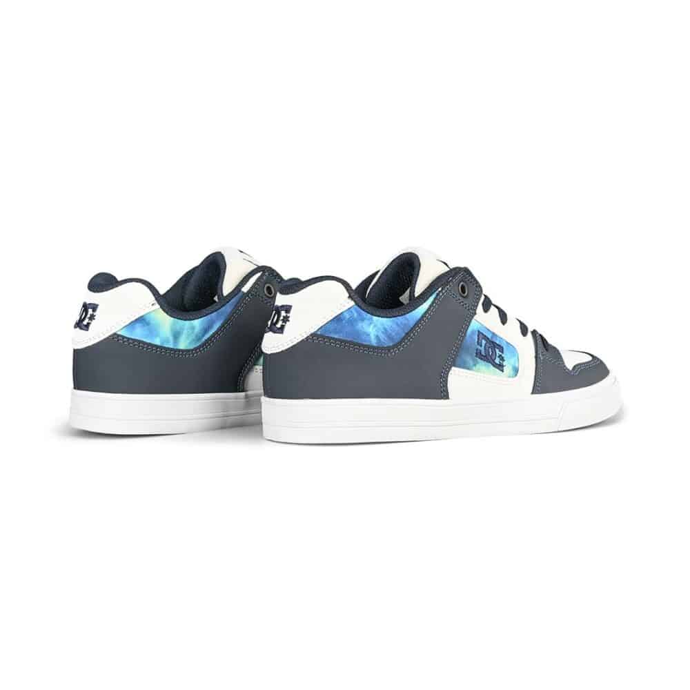 DC Pure Elastic (Youth) Skate Shoes - White/Blue/Green