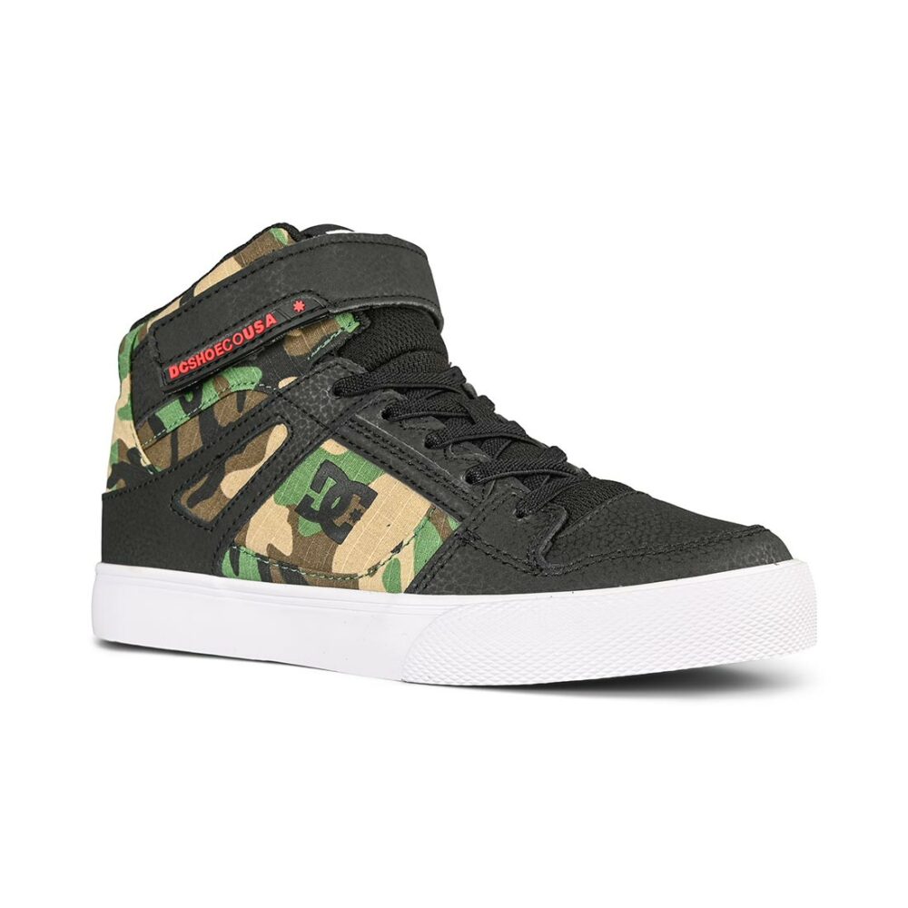 DC Pure High Top EV (Youth) Skate Shoes - Black/Camo
