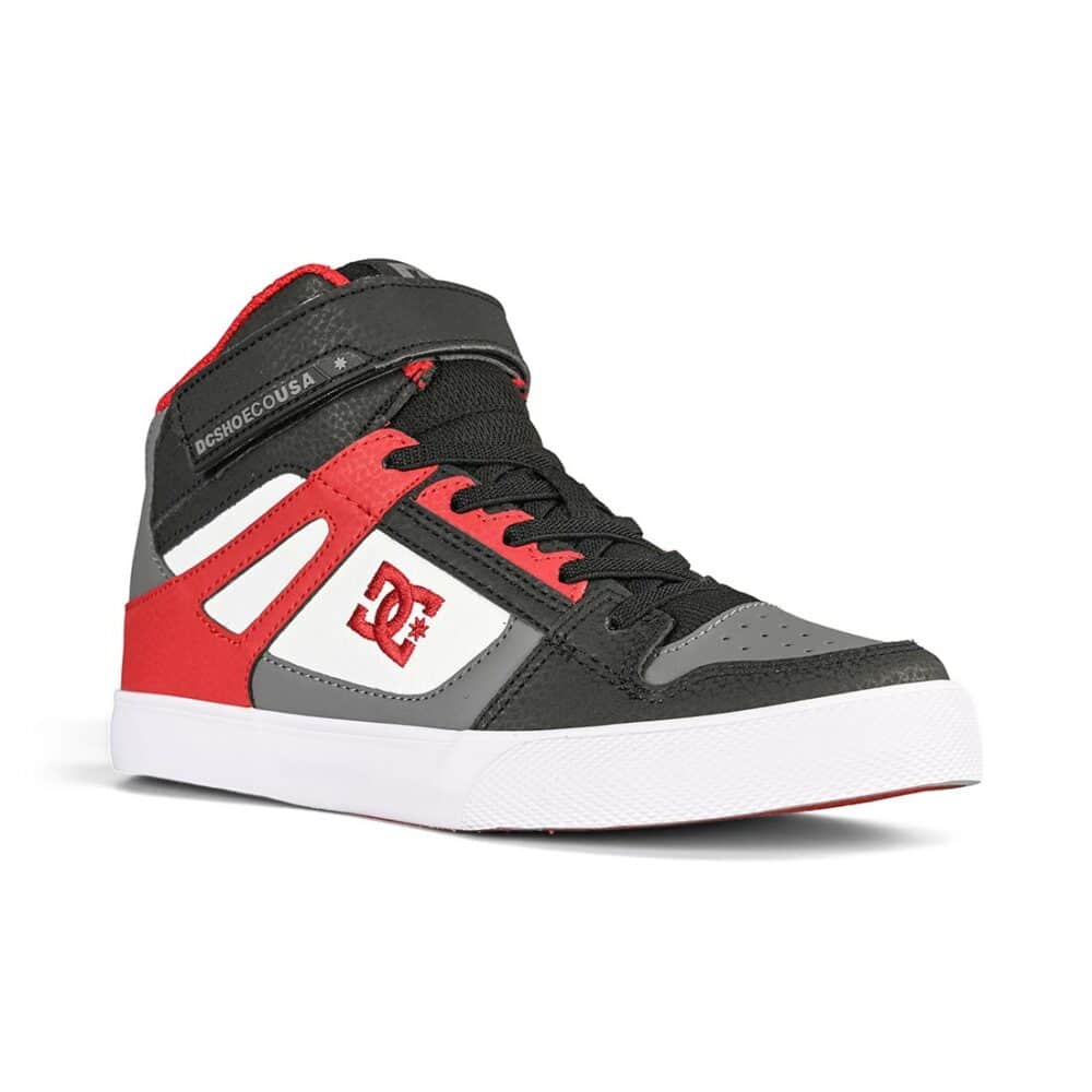 DC Pure High Top EV (Youth) Skate Shoes - White/Grey/Red