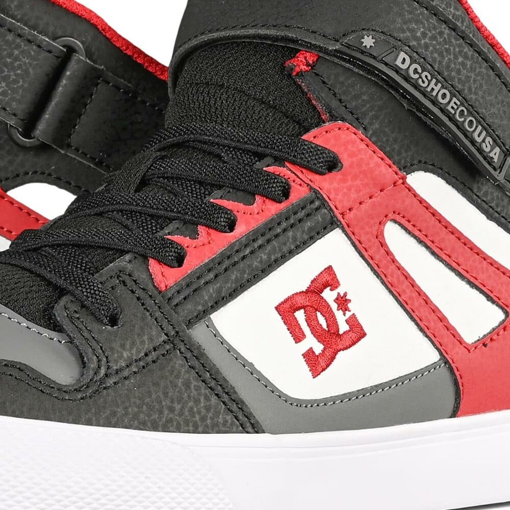 DC Pure High Top EV (Youth) Skate Shoes - White/Grey/Red